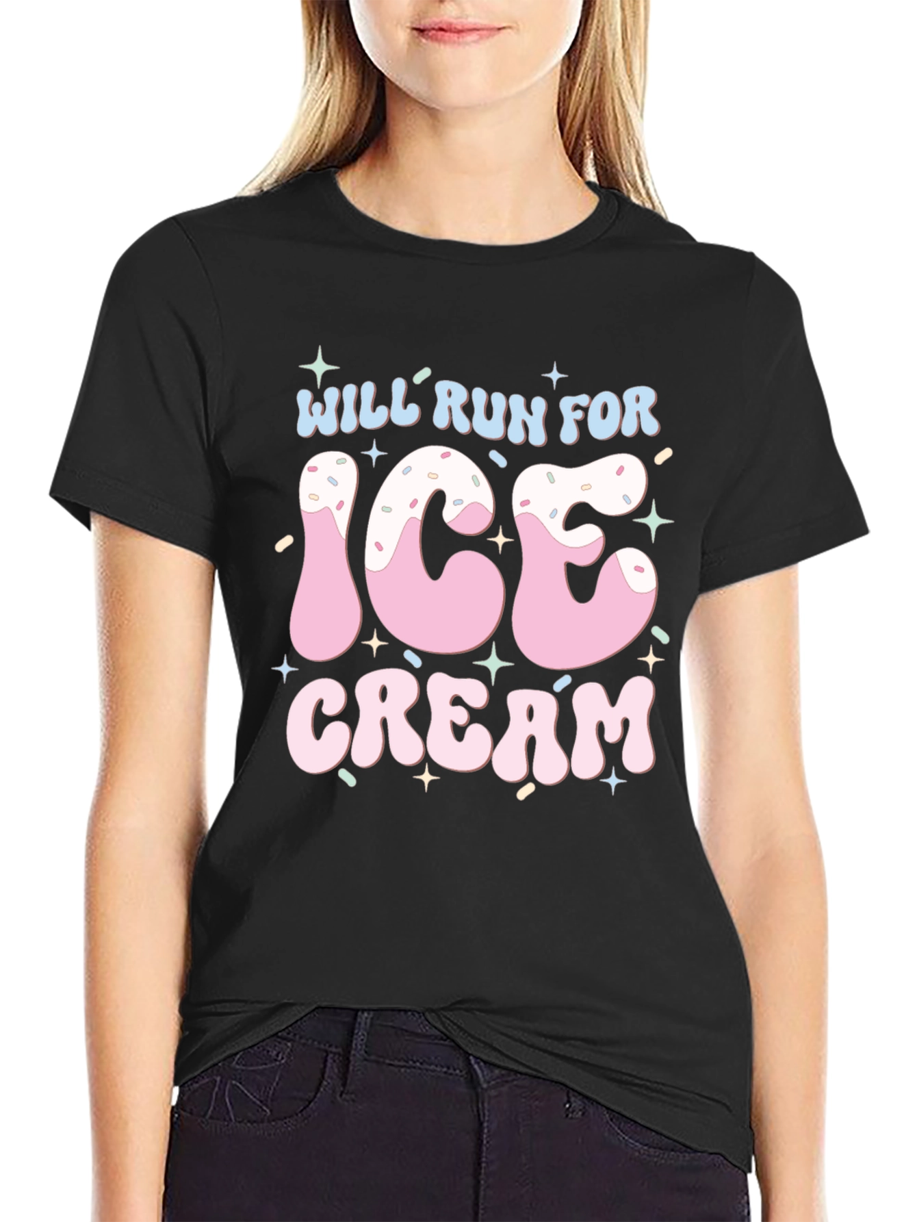 Will Run For Ice Cream T-Shirt Black