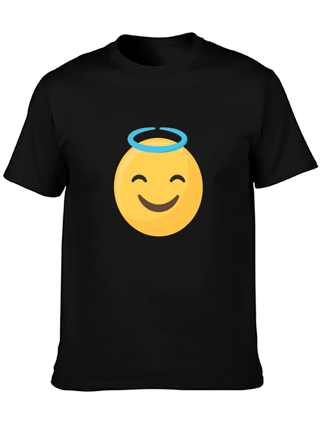 Angel Emoji Graphic Black T-Shirt