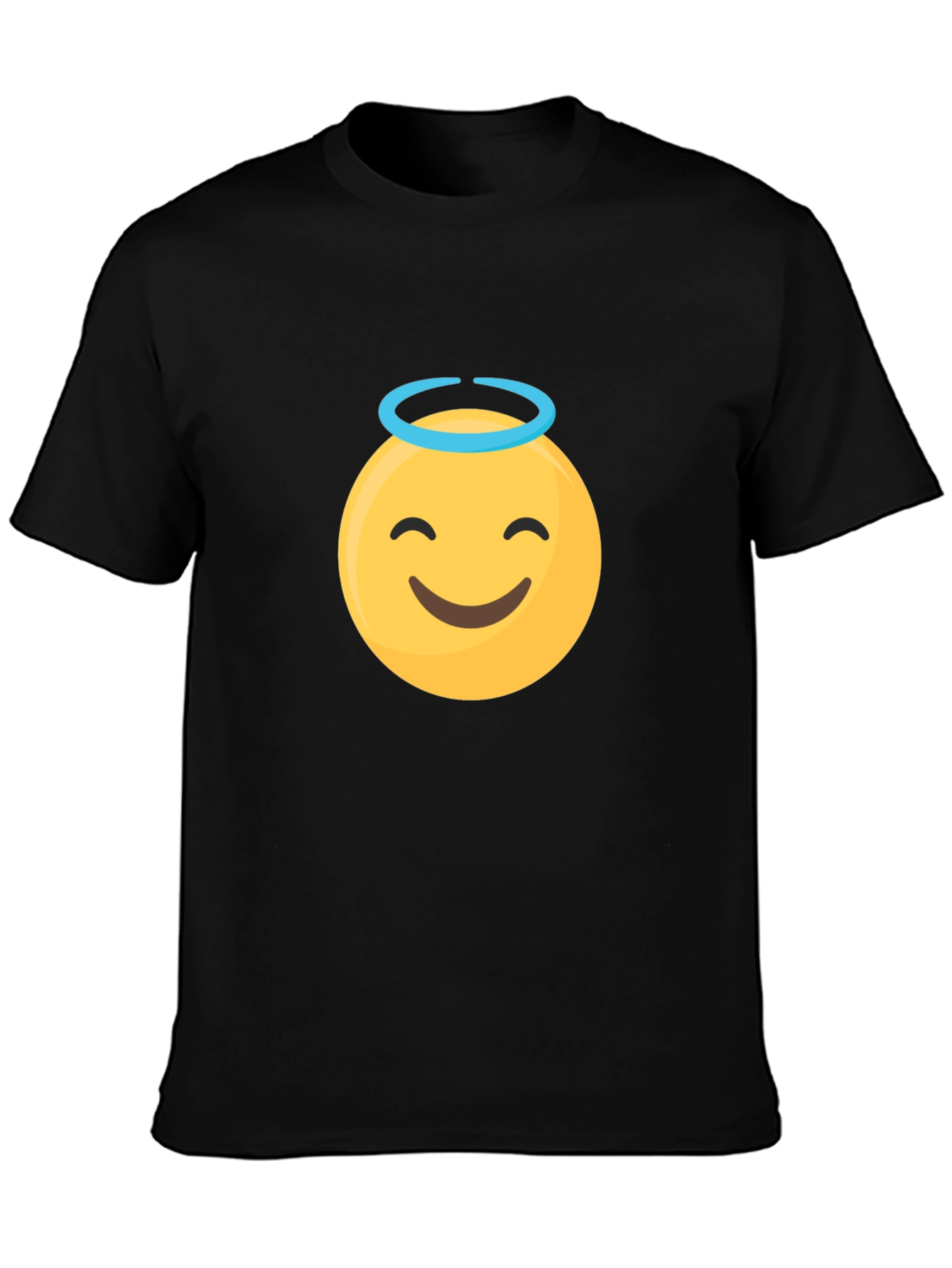 Angel Emoji Graphic Black T-Shirt