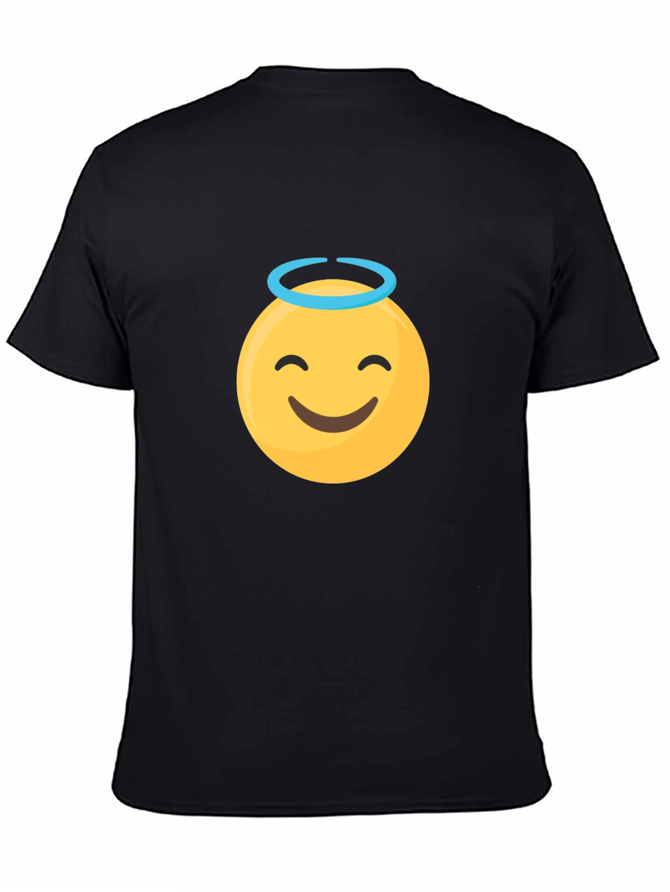 Angel Emoji Graphic Black T-Shirt