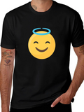 Angel Emoji Graphic Black T-Shirt