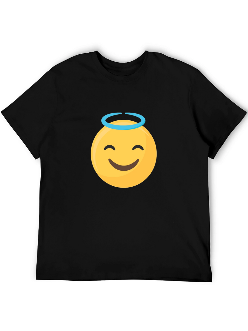 Angel Emoji Graphic Black T-Shirt