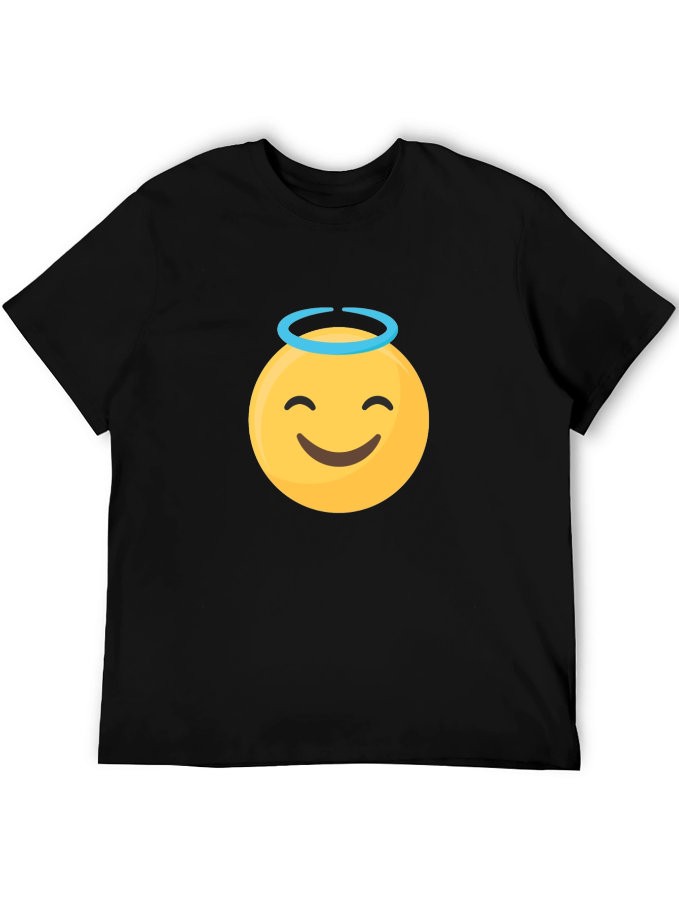 Angel Emoji Graphic Black T-Shirt