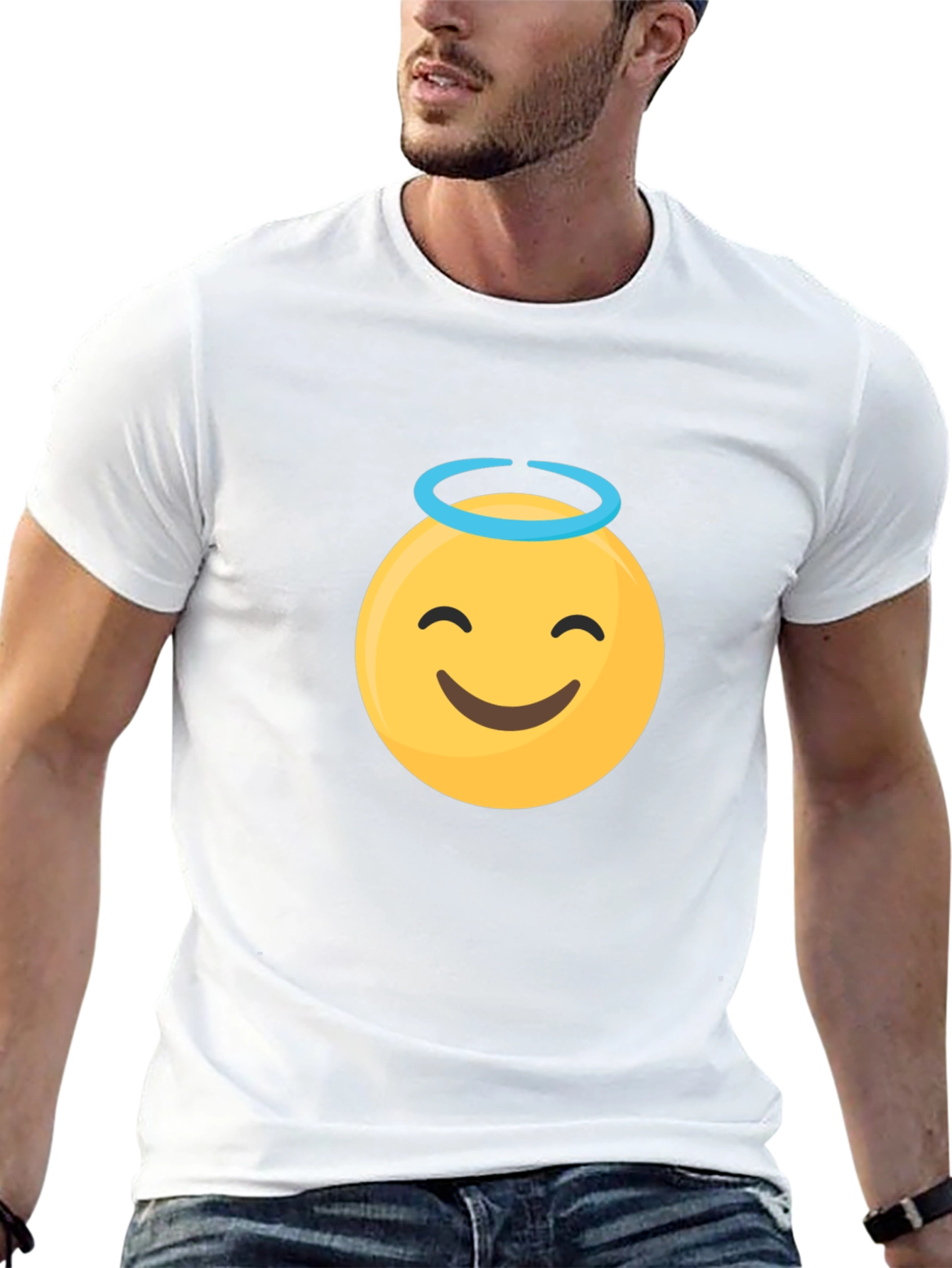 Angel Emoji Graphic Black T-Shirt
