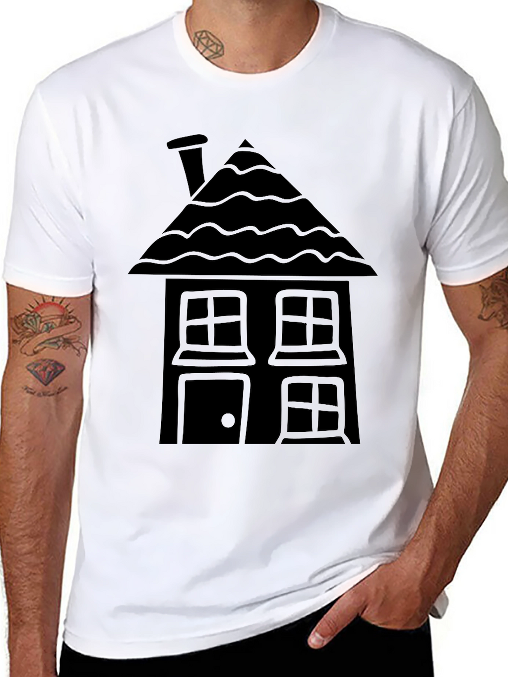 Black House Graphic Tee - Unique Design