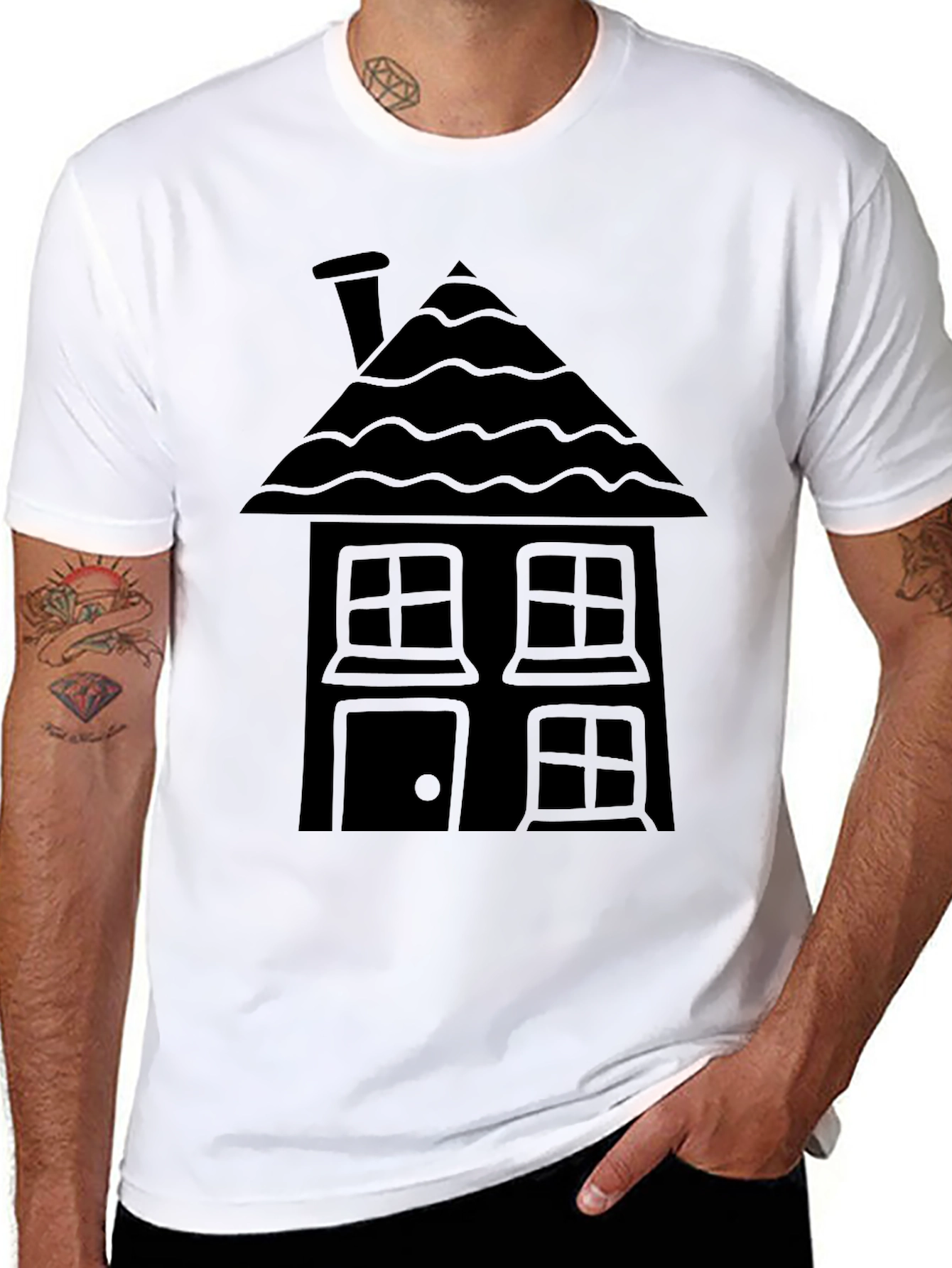 Black House Graphic Tee - Unique Design