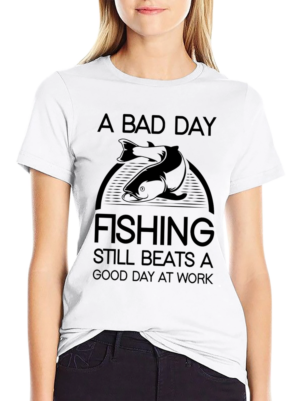 Fishing Beats Work Black Graphic Tee