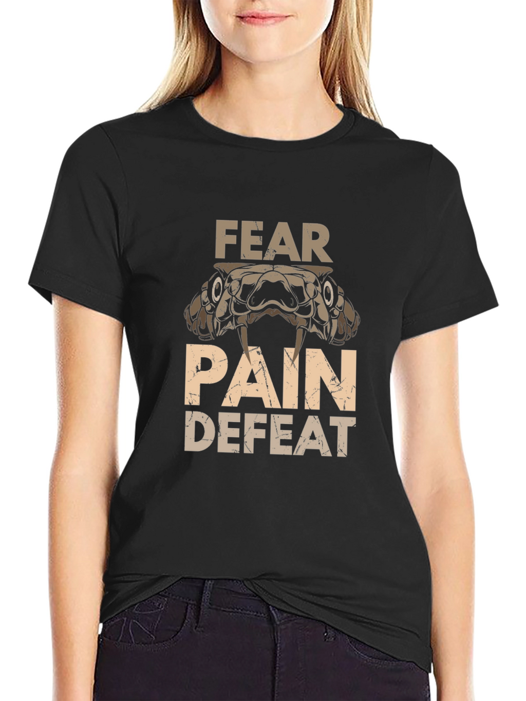 Fear Pain Defeat Snake Graphic Tee