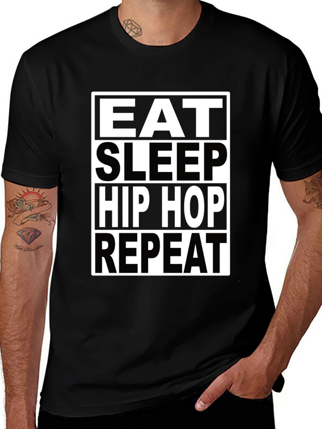 Eat Sleep Hip Hop Repeat Black T-Shirt