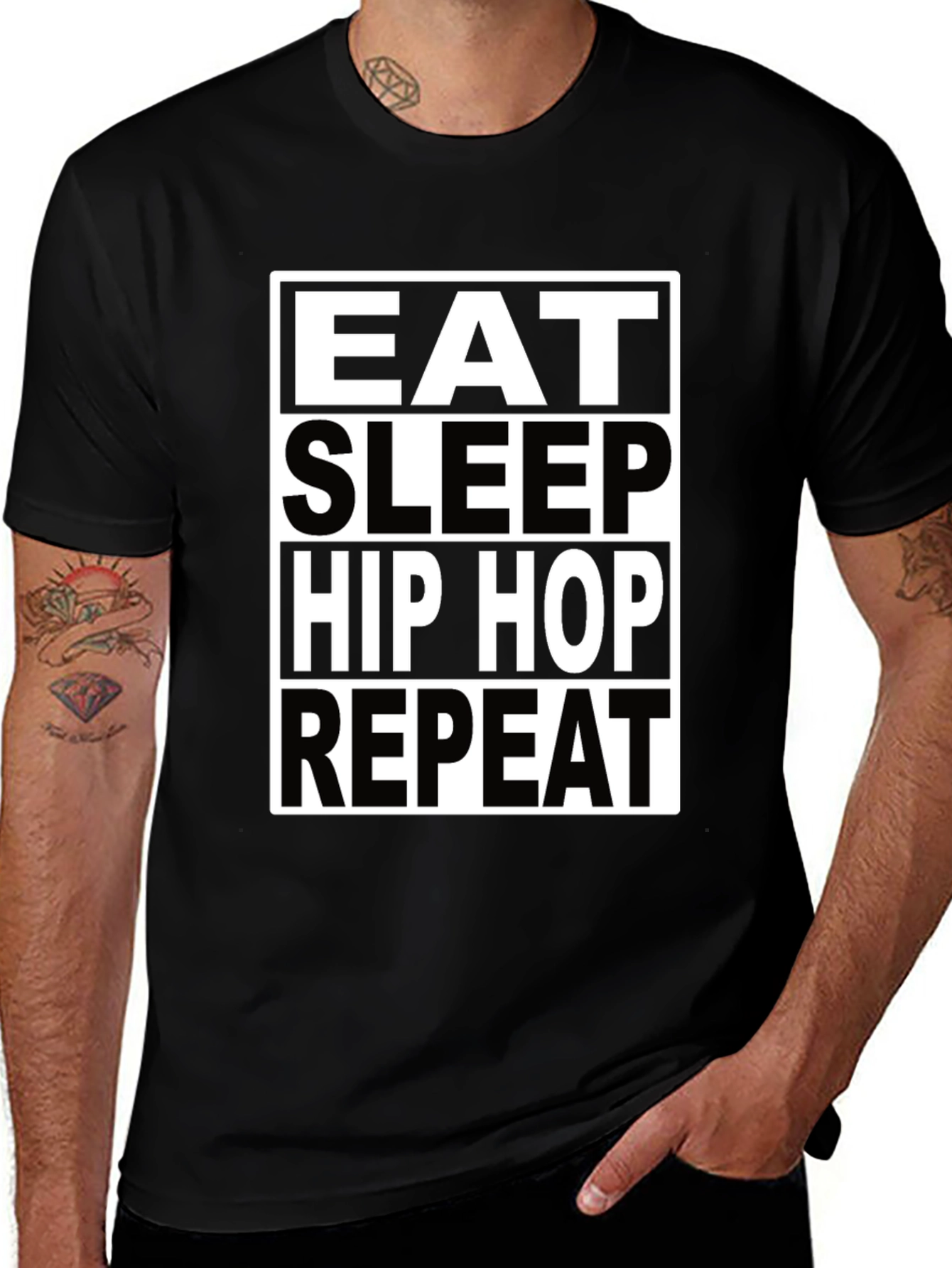 Eat Sleep Hip Hop Repeat Black T-Shirt