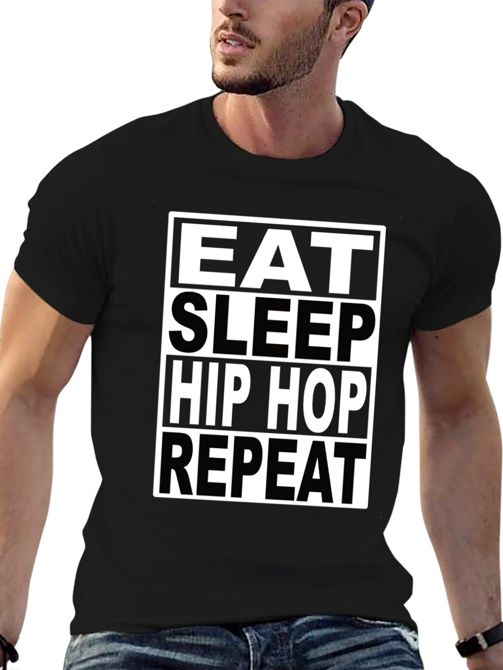 Eat Sleep Hip Hop Repeat Black T-Shirt
