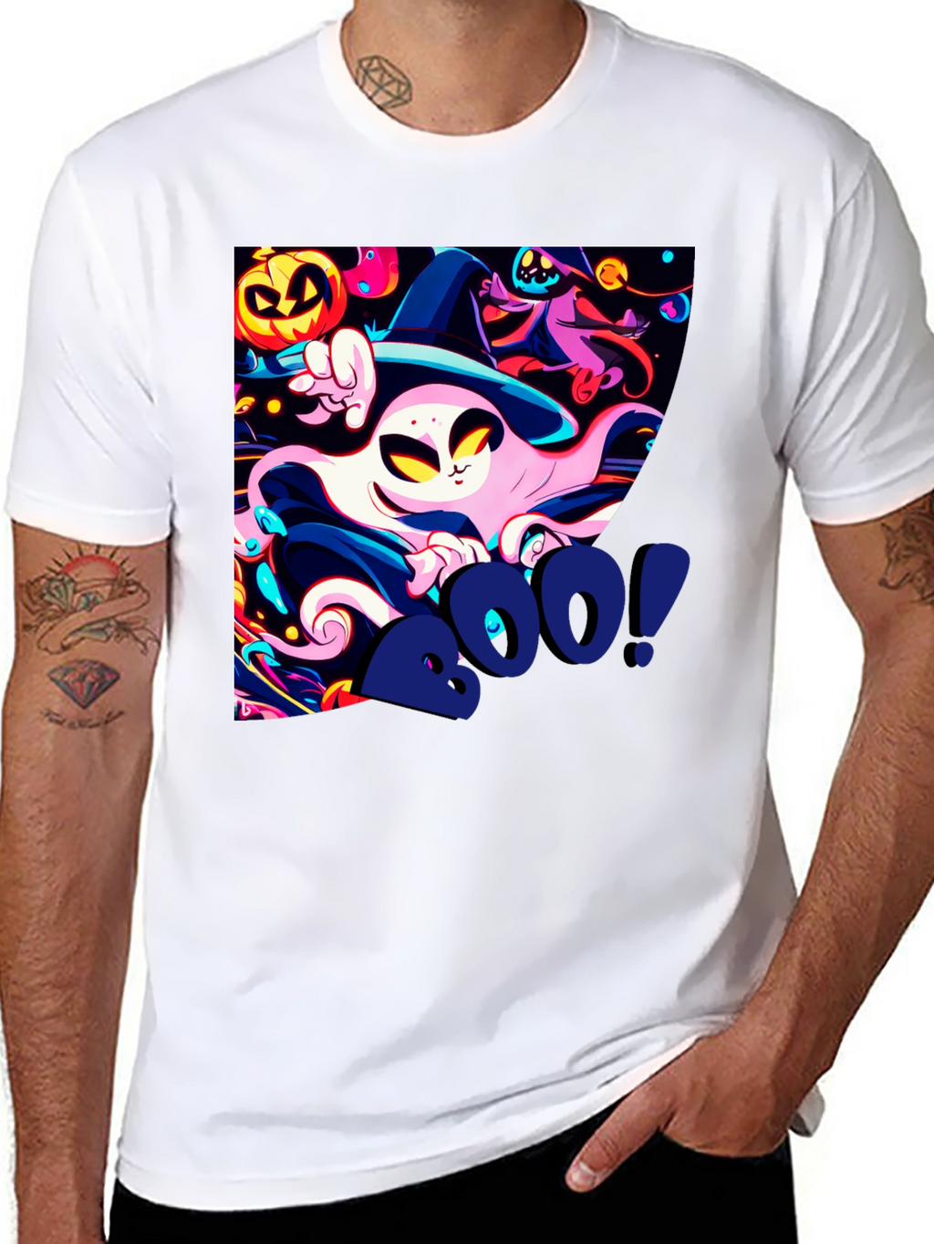 Spooky Halloween Graphic Print Tee - Boo!