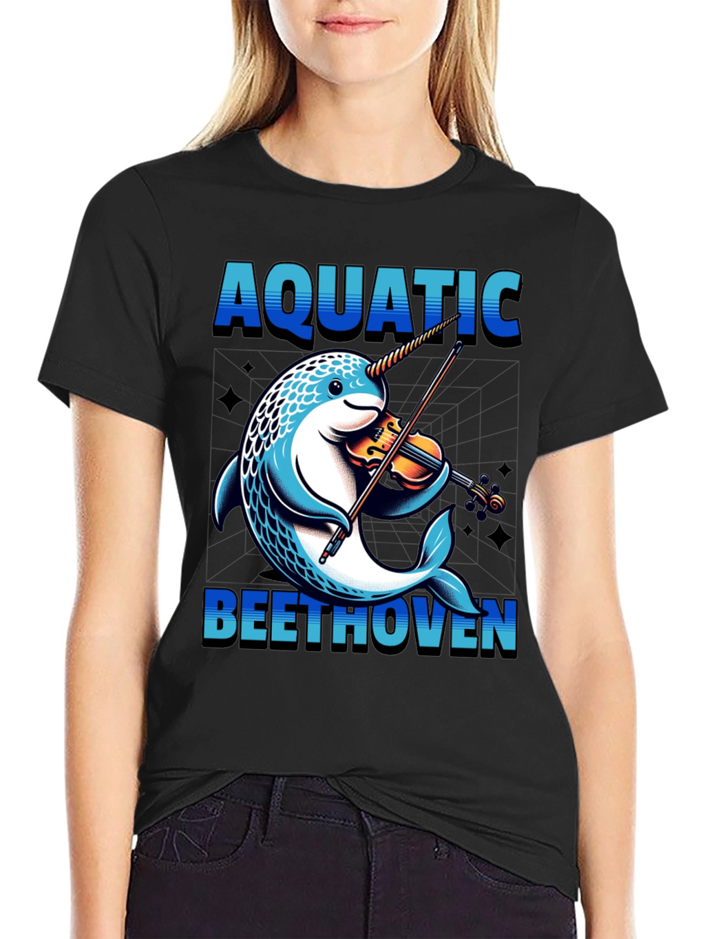 Aquatic Beethoven T-Shirt - Narwhal Violin Player