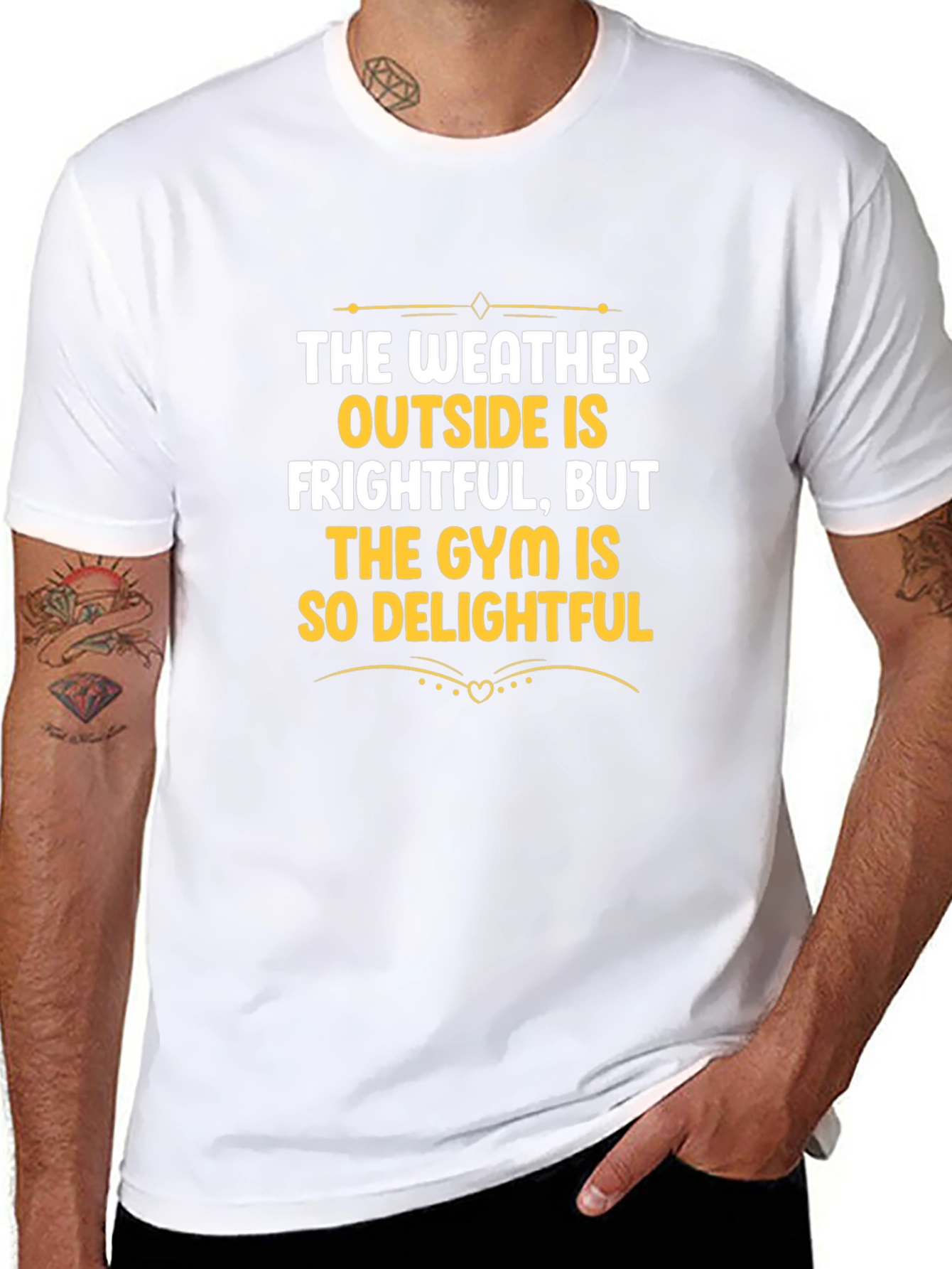 Funny Gym Workout T-Shirt: Weather Frightful Gym Delightful
