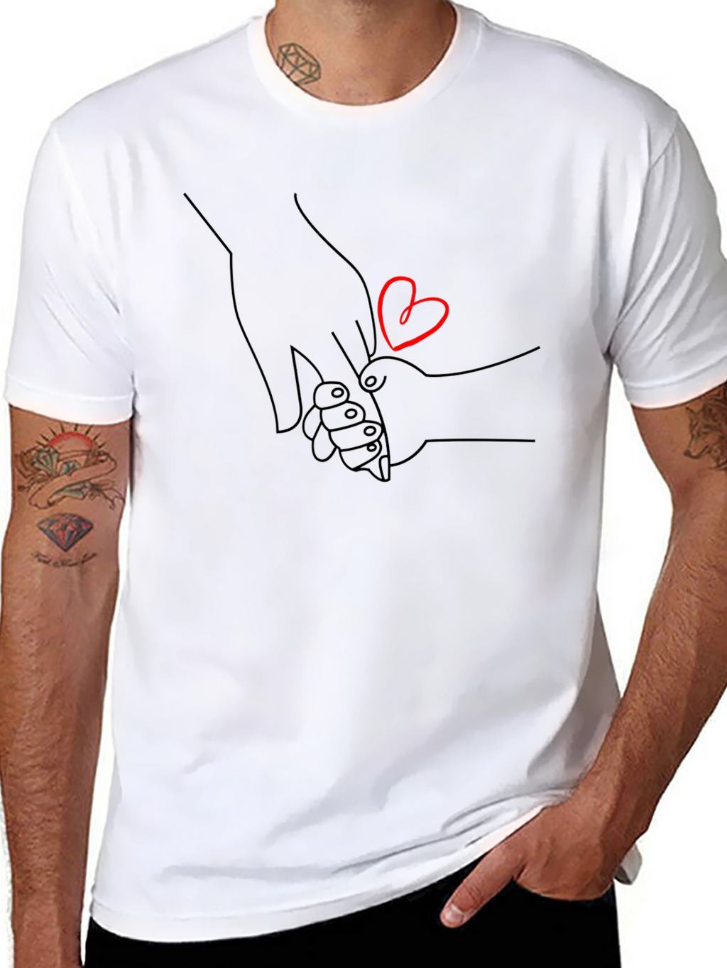Heartfelt Hand-in-Hand Graphic Tee - Unisex Black Shirt