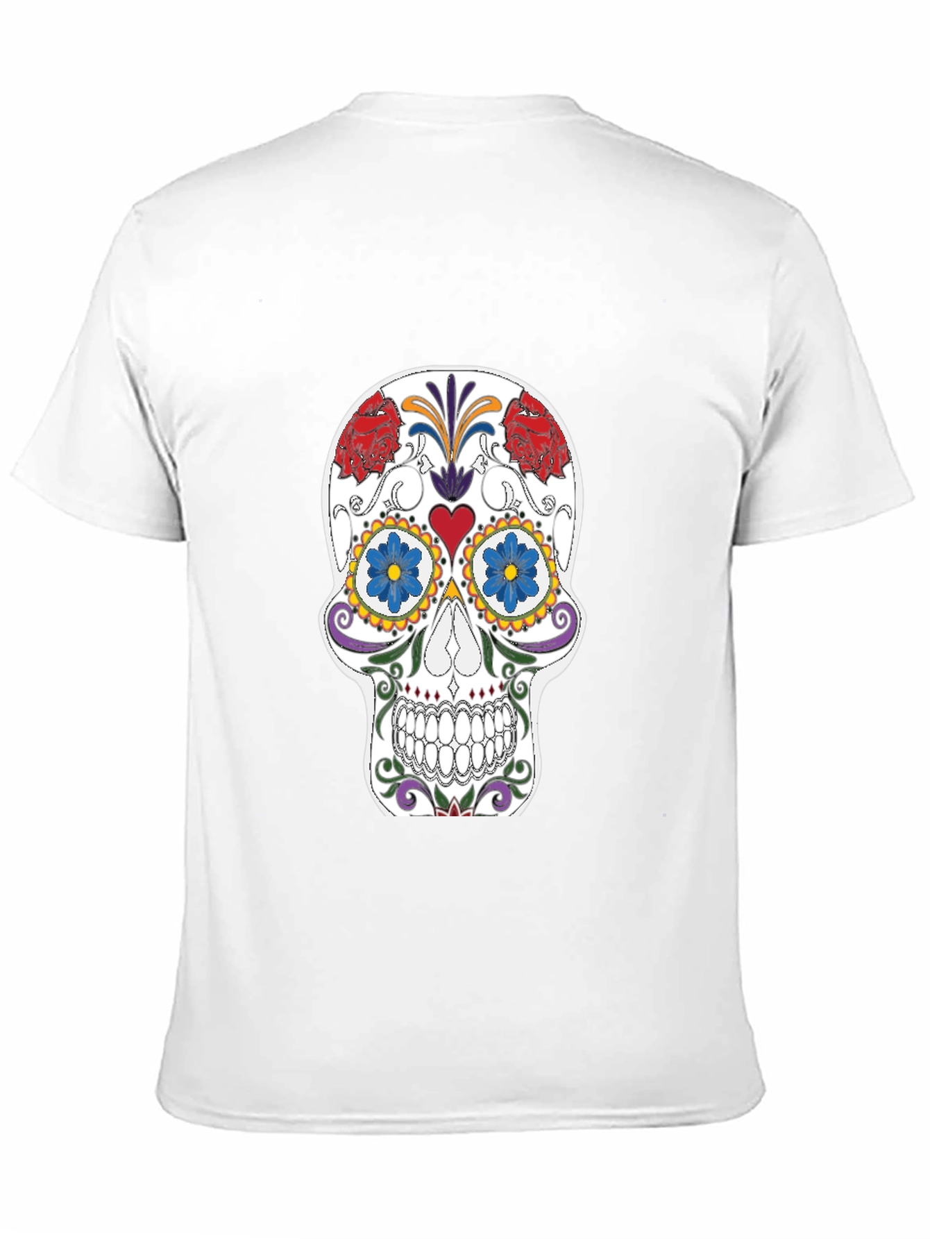 Sugar Skull Graphic Tee - Black Cotton