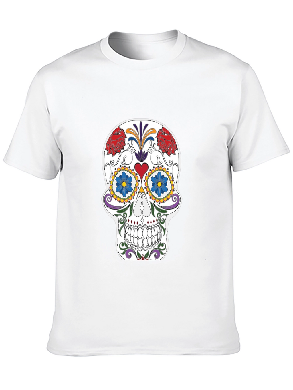 Sugar Skull Graphic Tee - Black Cotton