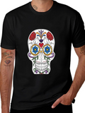 Sugar Skull Graphic Tee - Black Cotton