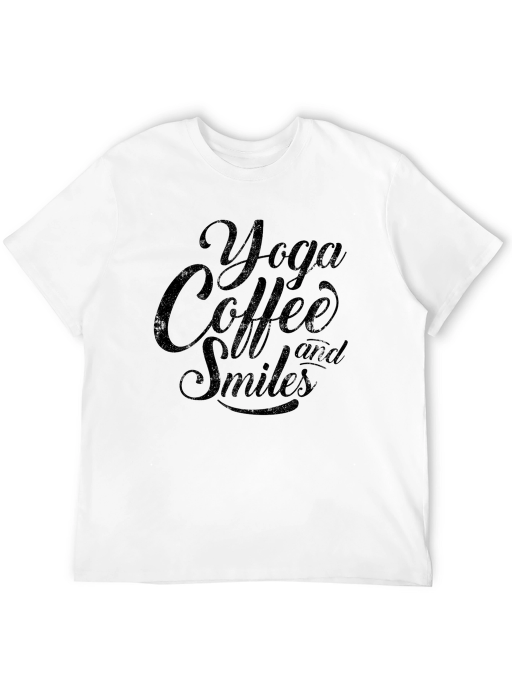 Yoga Coffee and Smiles Black T-Shirt