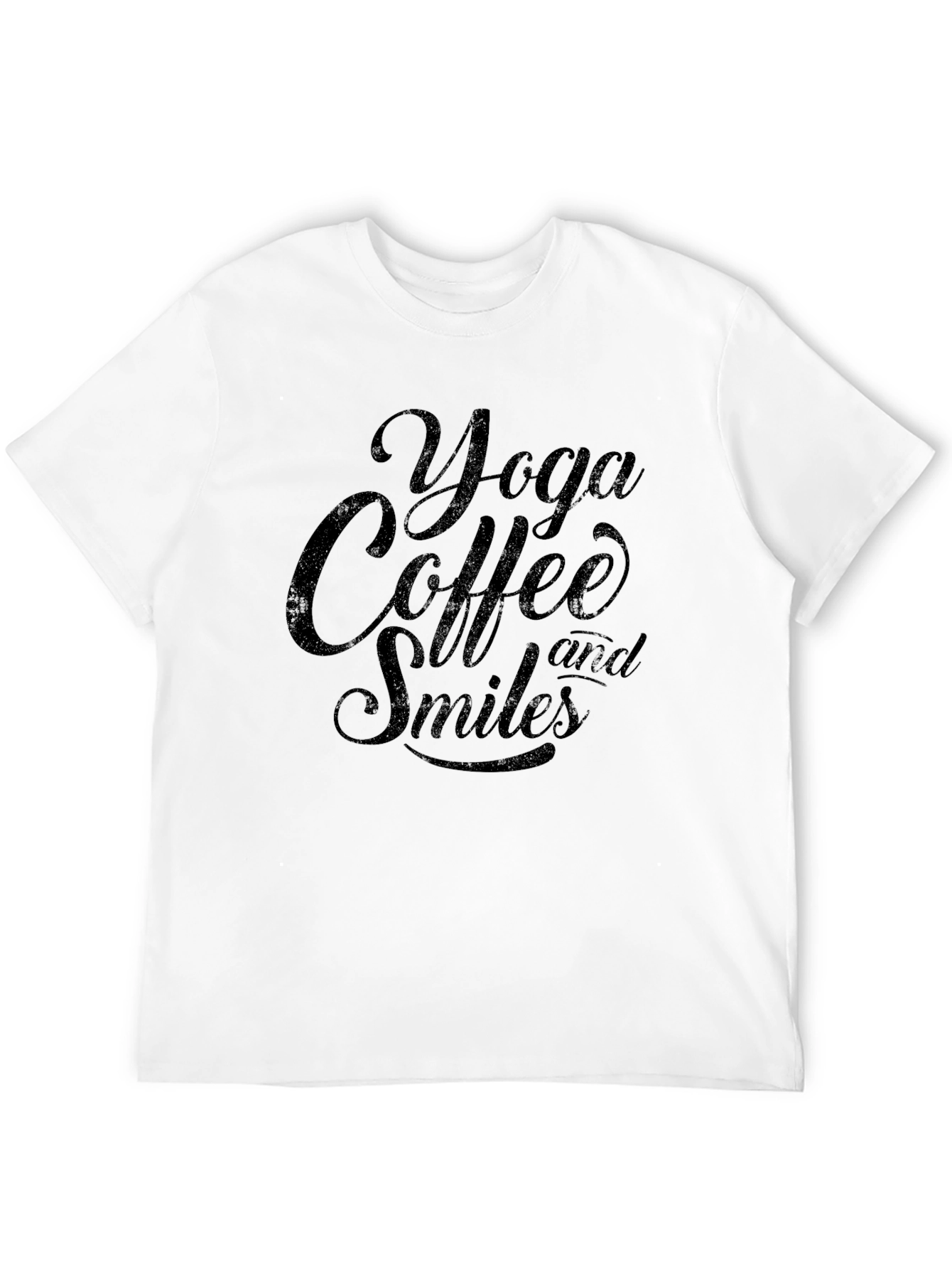 Yoga Coffee and Smiles Black T-Shirt