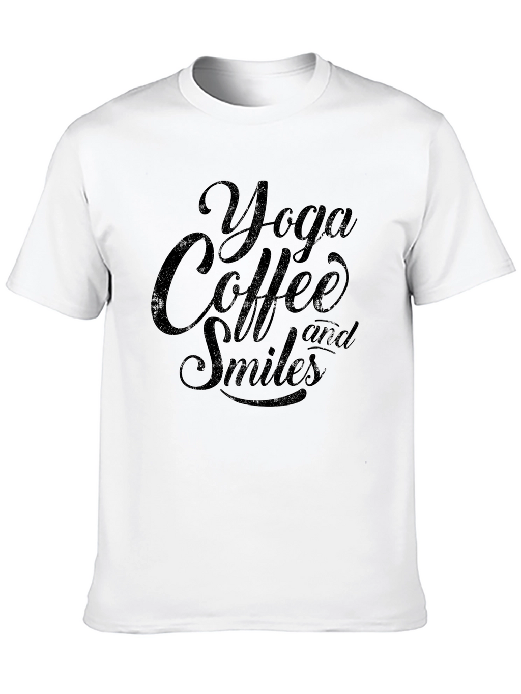 Yoga Coffee and Smiles Black T-Shirt