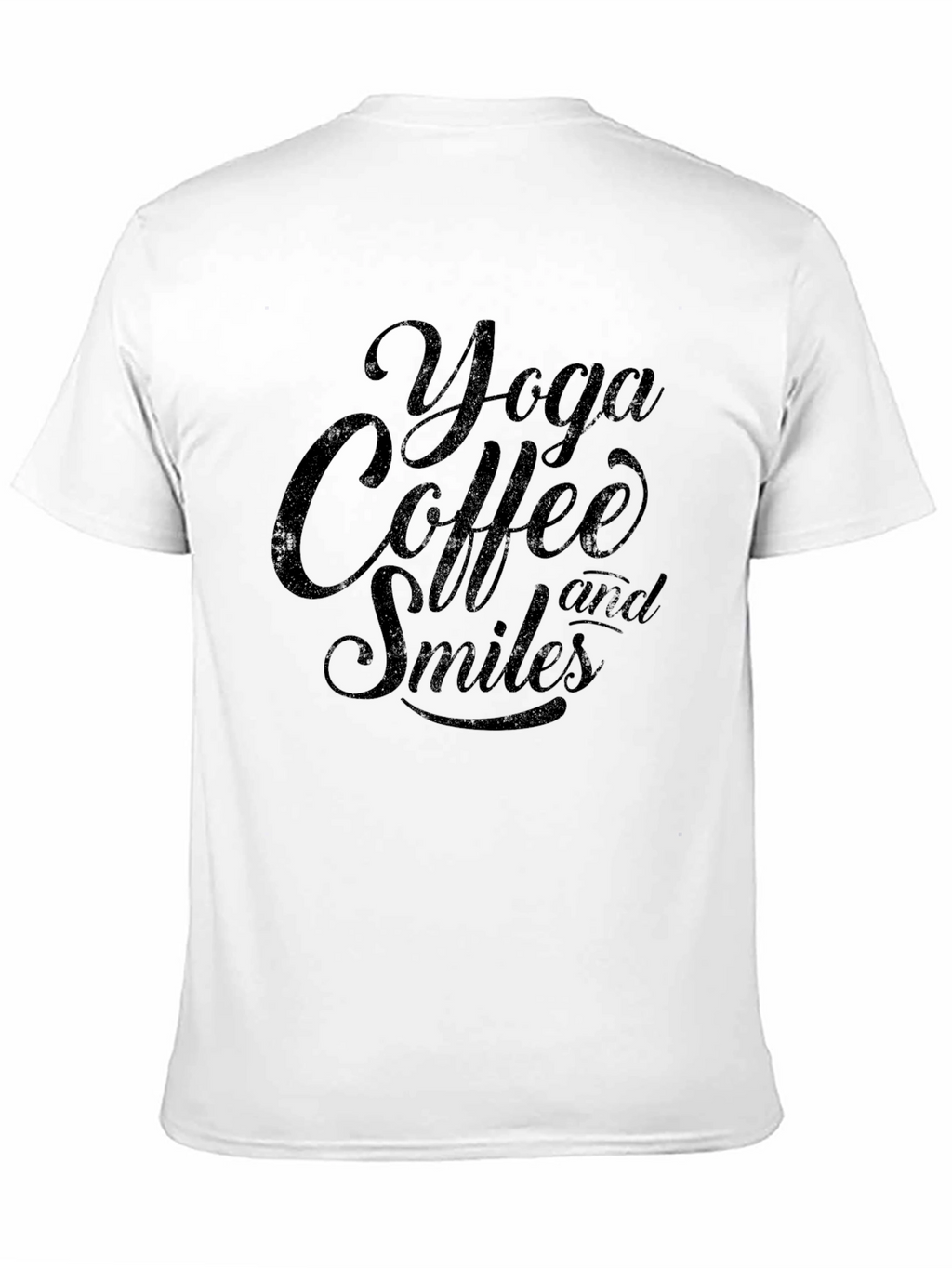 Yoga Coffee and Smiles Black T-Shirt