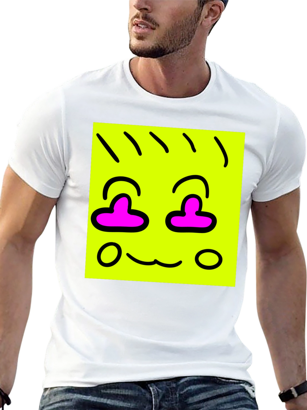 Funky Face Graphic Tee - Black Cotton Blend