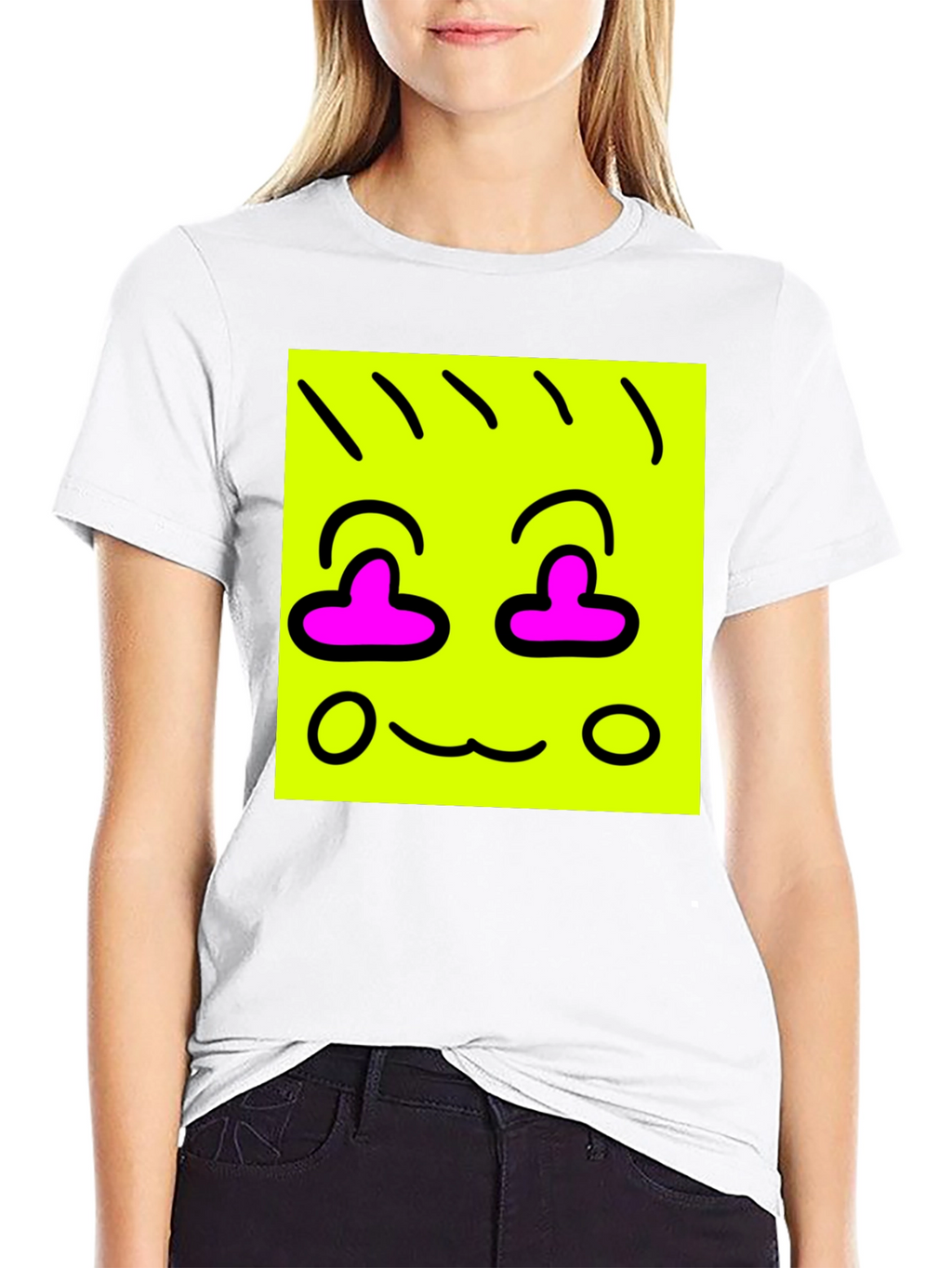 Funky Face Graphic Tee - Black Cotton Blend