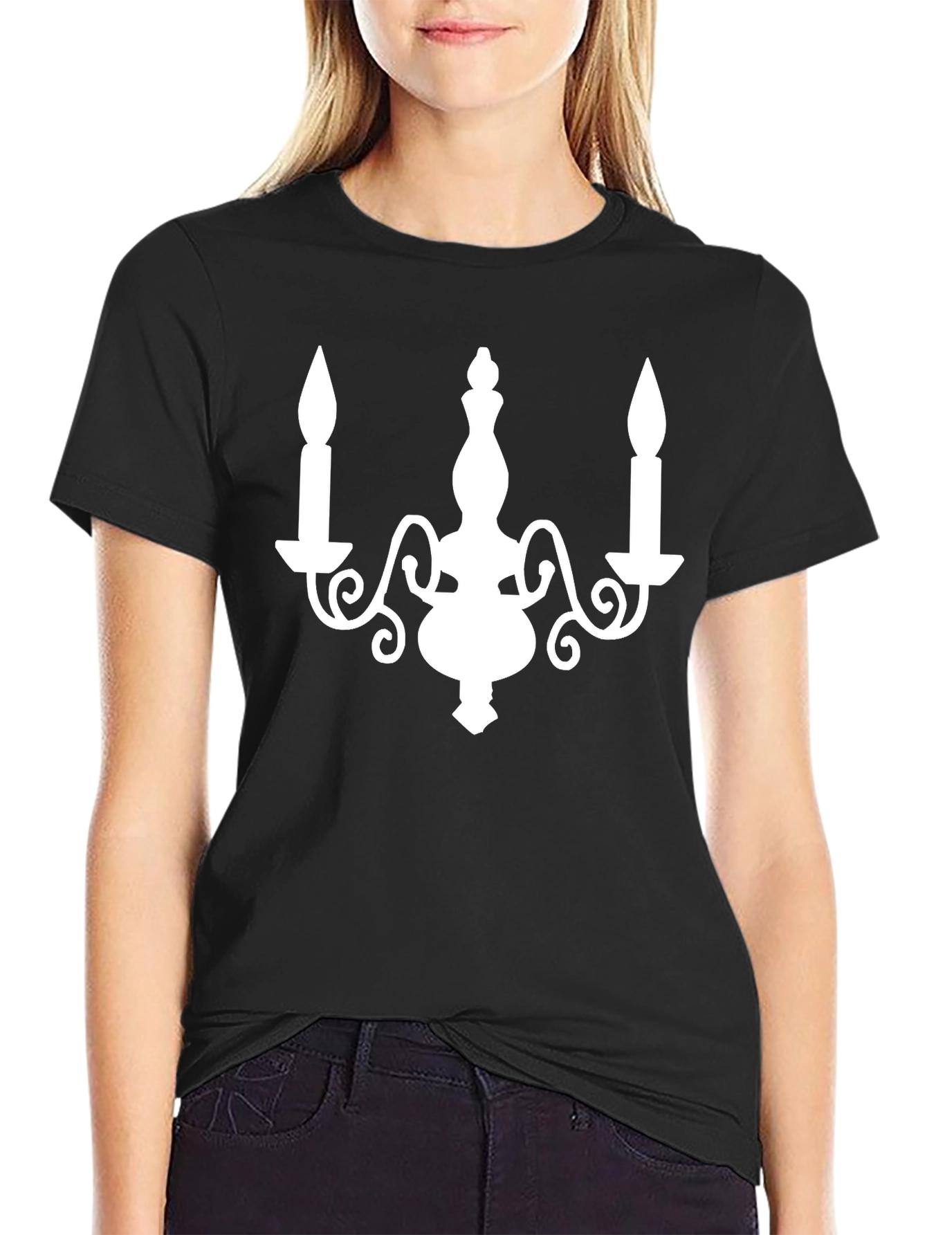 Candle Chandelier Graphic Tee - Stylish Black T-Shirt