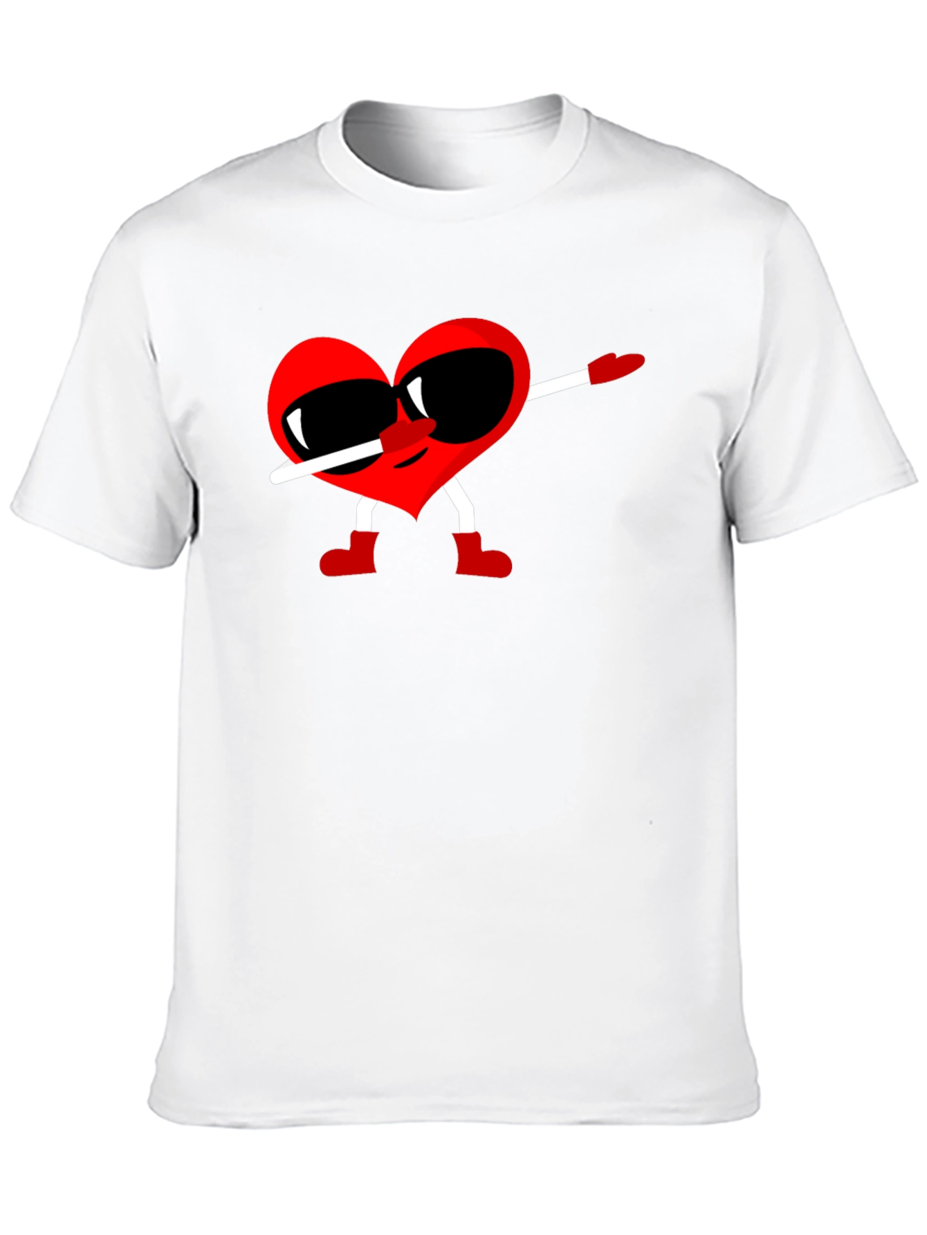 Heart Dabbing Graphic Tee - Black Cotton T-Shirt