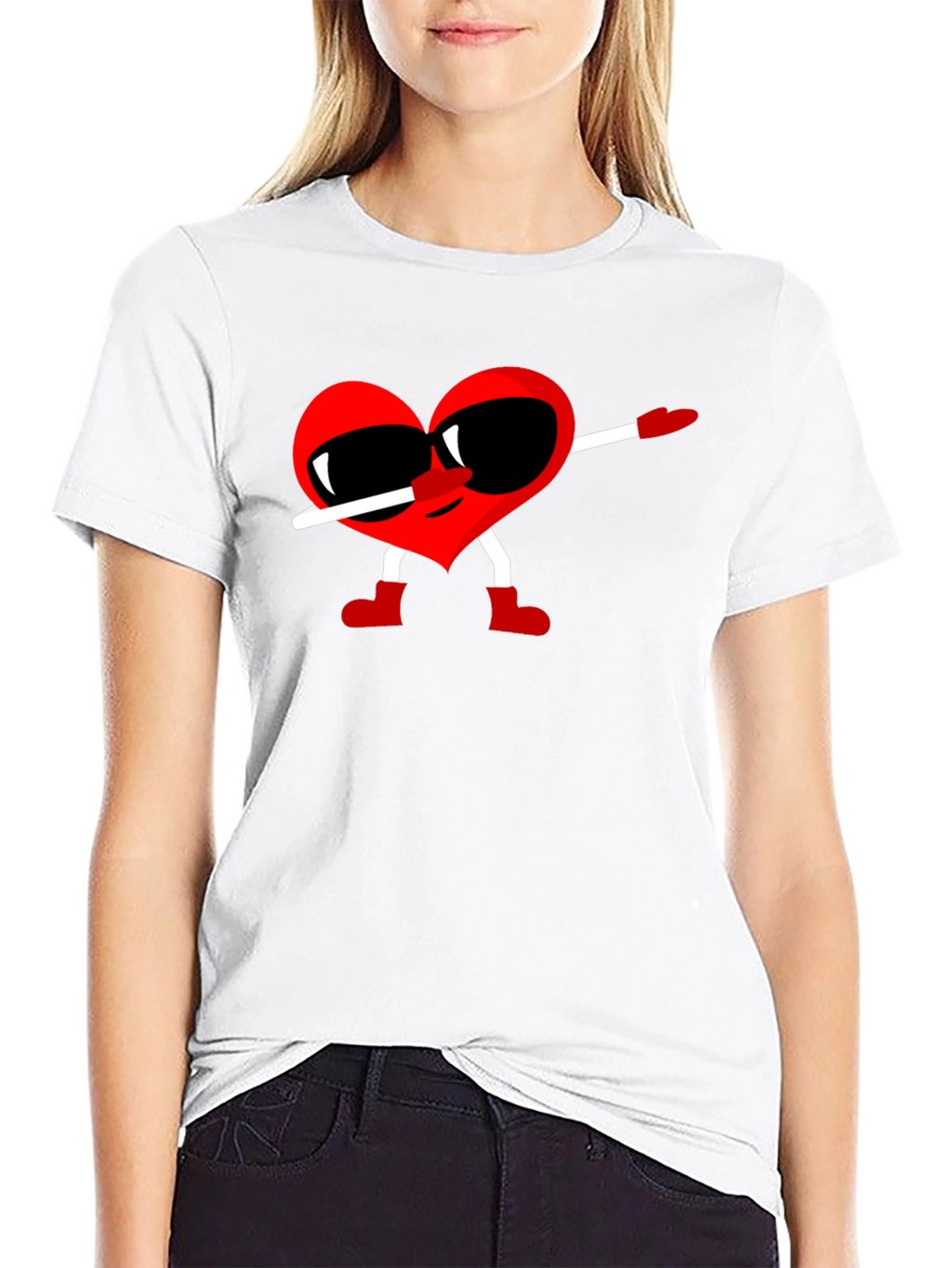 Heart Dabbing Graphic Tee - Black Cotton T-Shirt