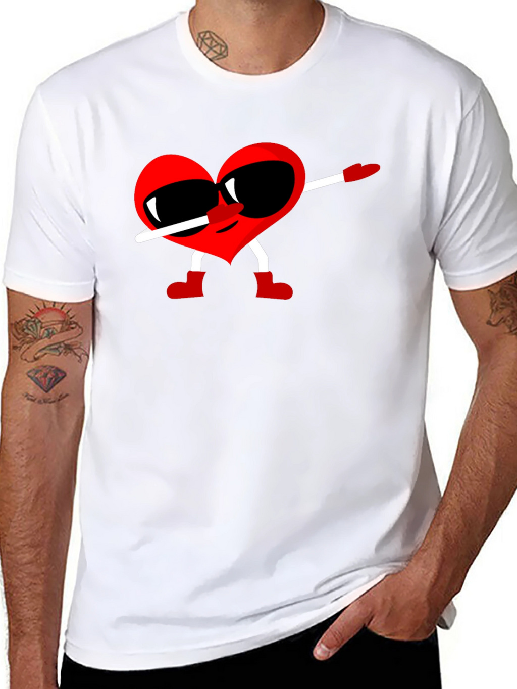 Heart Dabbing Graphic Tee - Black Cotton T-Shirt