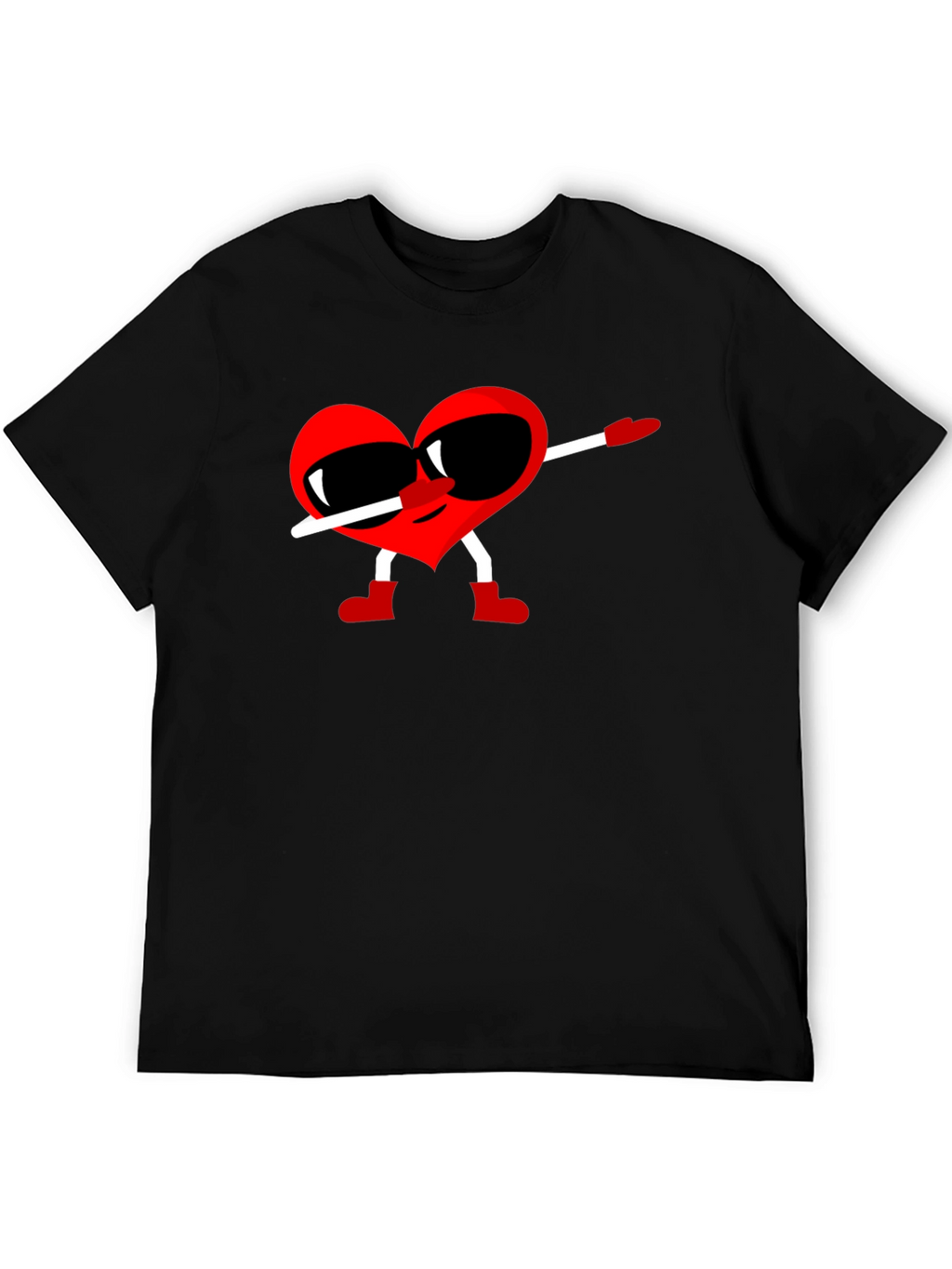 Heart Dabbing Graphic Tee - Black Cotton T-Shirt
