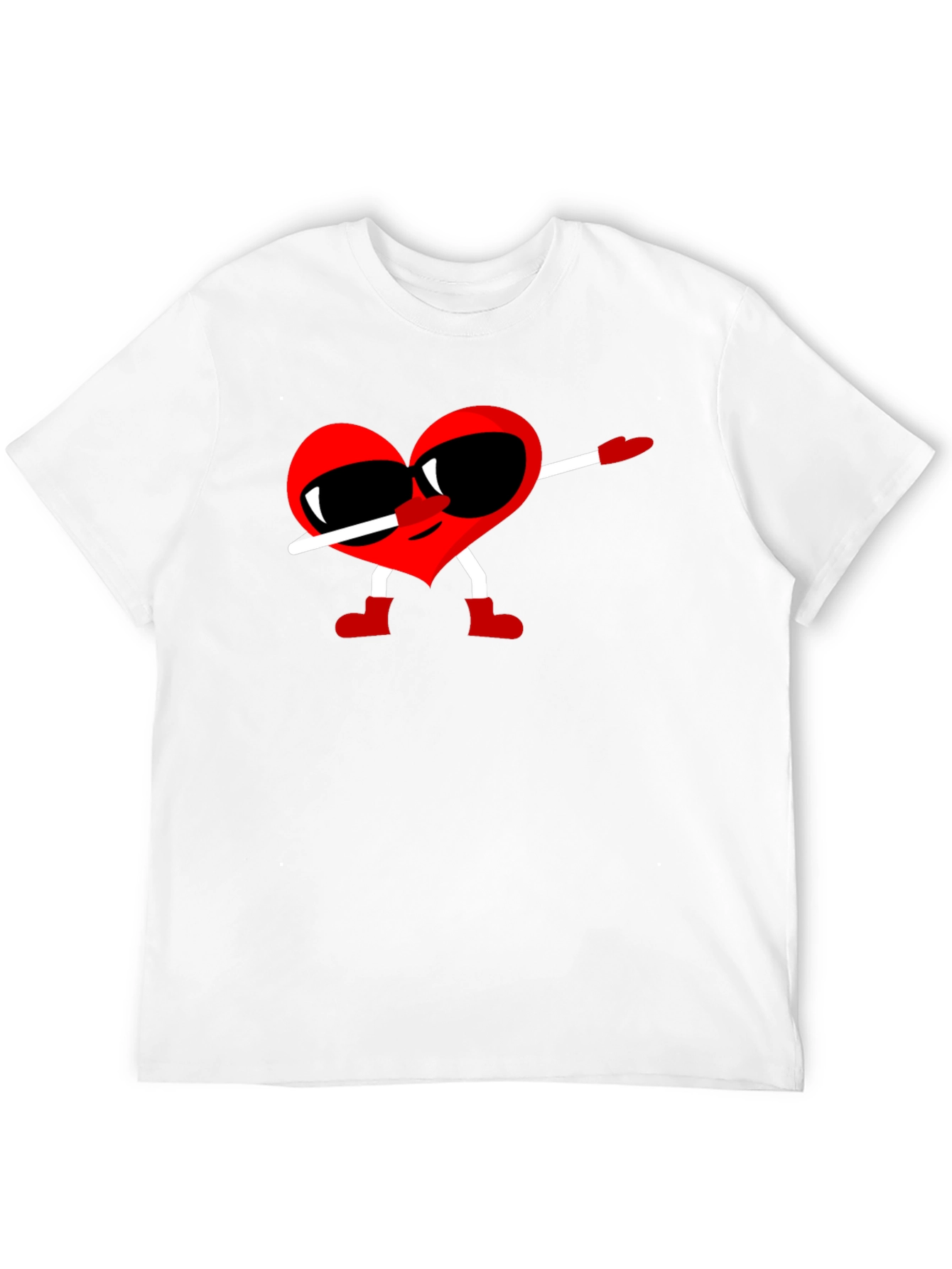 Heart Dabbing Graphic Tee - Black Cotton T-Shirt