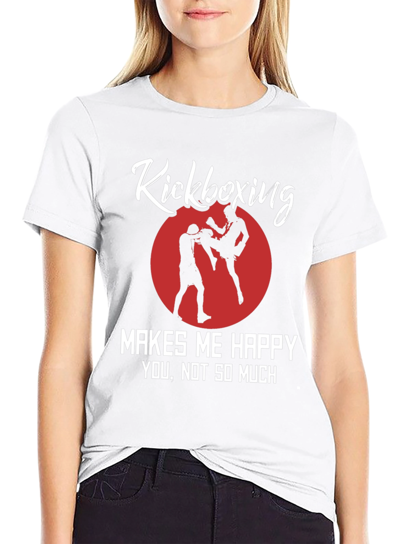 Kickboxing Makes Me Happy Black Graphic Tee