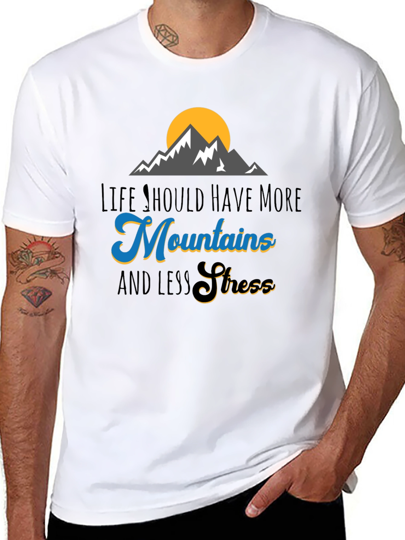 Mountains and Less Stress Graphic T-Shirt