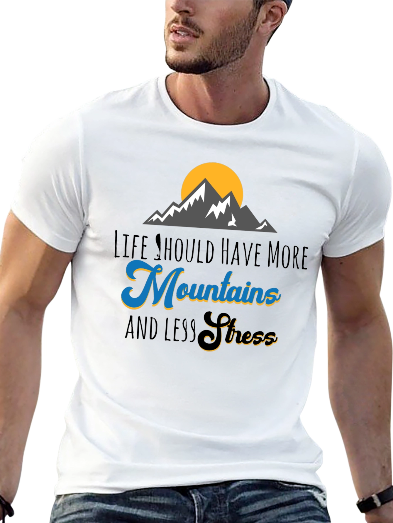 Mountains and Less Stress Graphic T-Shirt