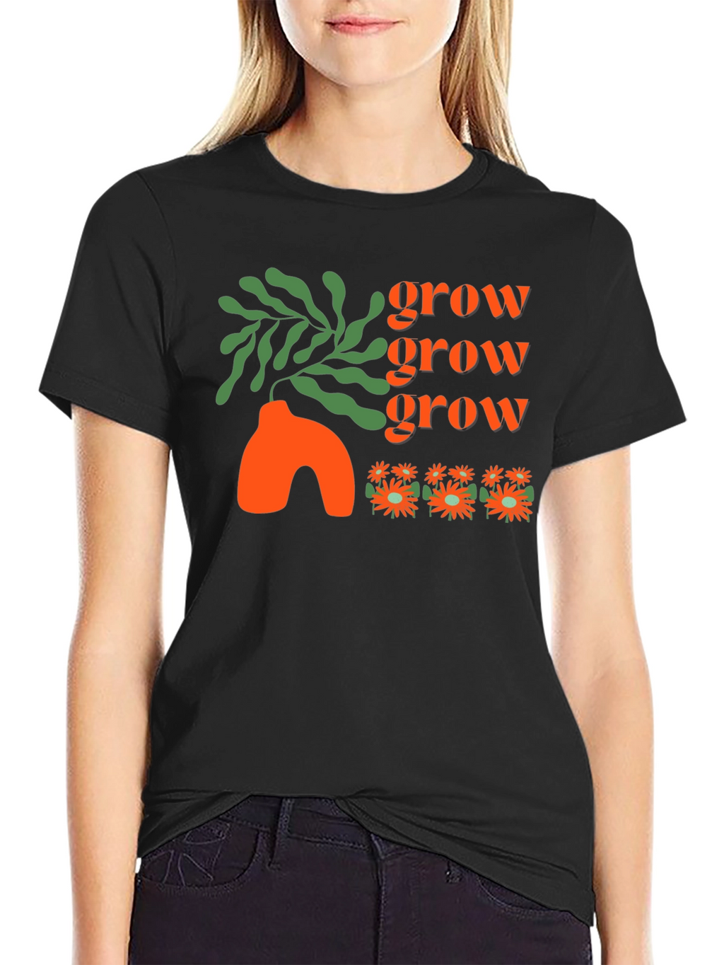 Grow T-Shirt - Black Graphic Tee Stylish Design