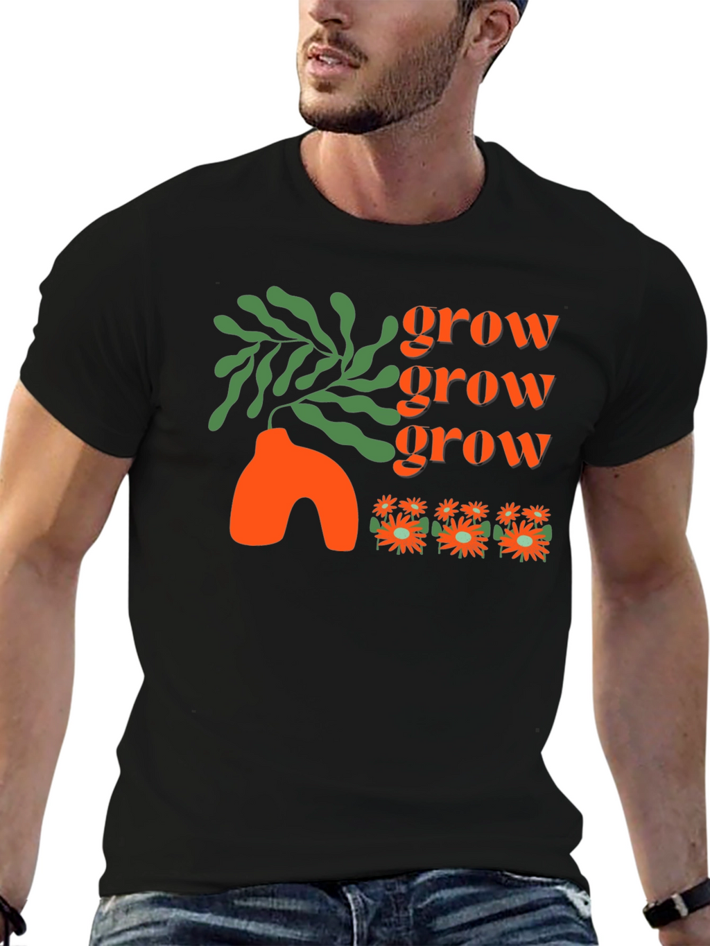 Grow T-Shirt - Black Graphic Tee Stylish Design