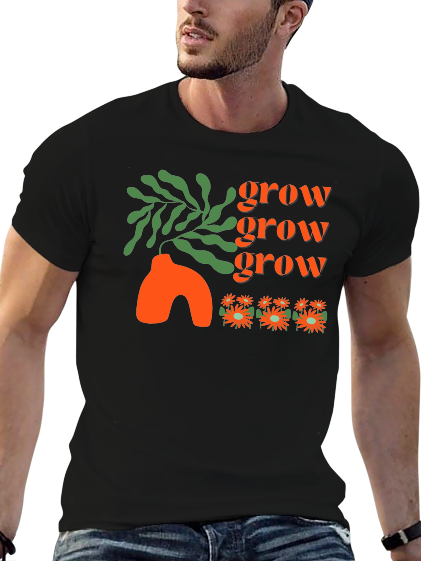 Grow T-Shirt - Black Graphic Tee Stylish Design