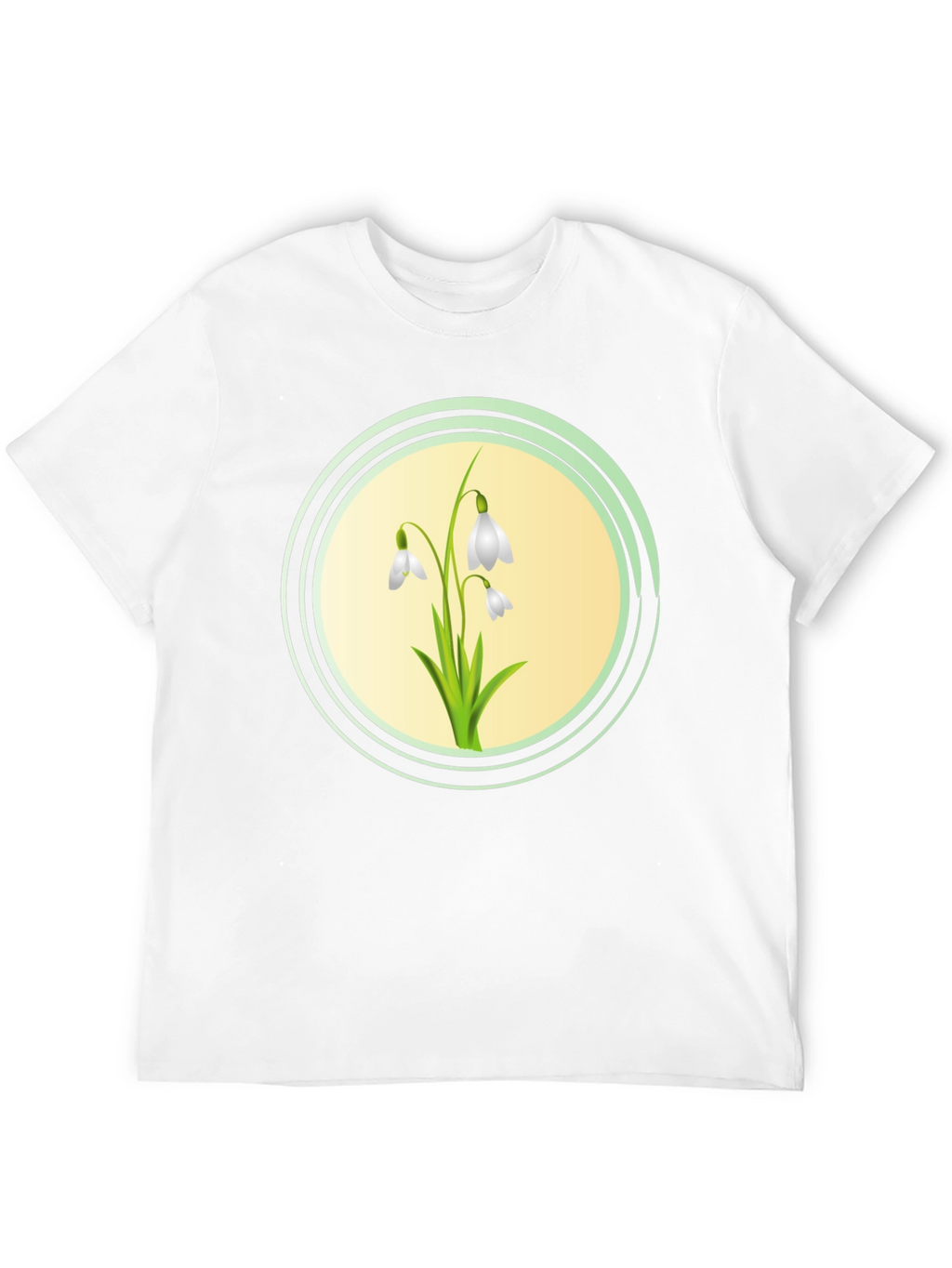 Snowdrop Flower Graphic Black T-Shirt