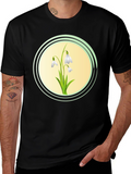 Snowdrop Flower Graphic Black T-Shirt