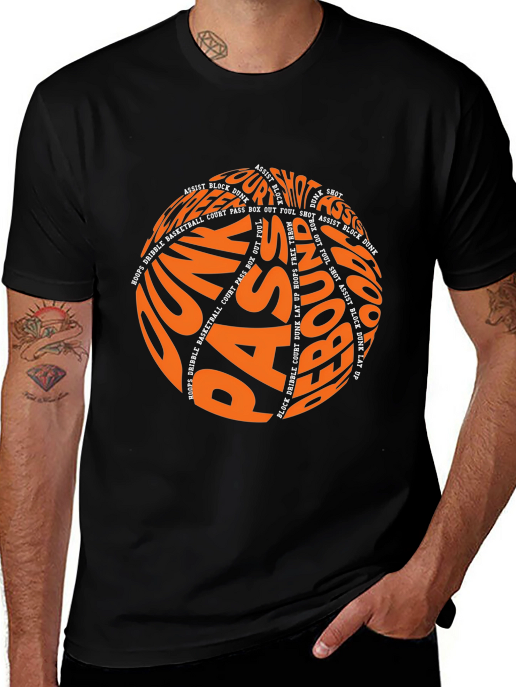 Basketball Word Art Graphic T-Shirt
