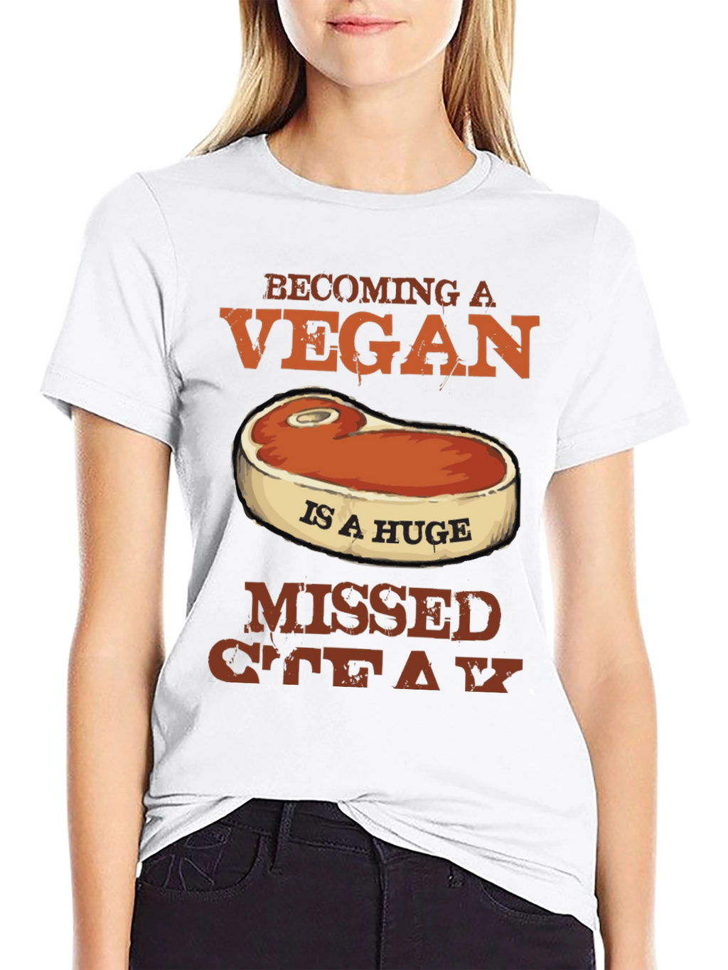 Funny Vegan Missed Steak Graphic T-Shirt