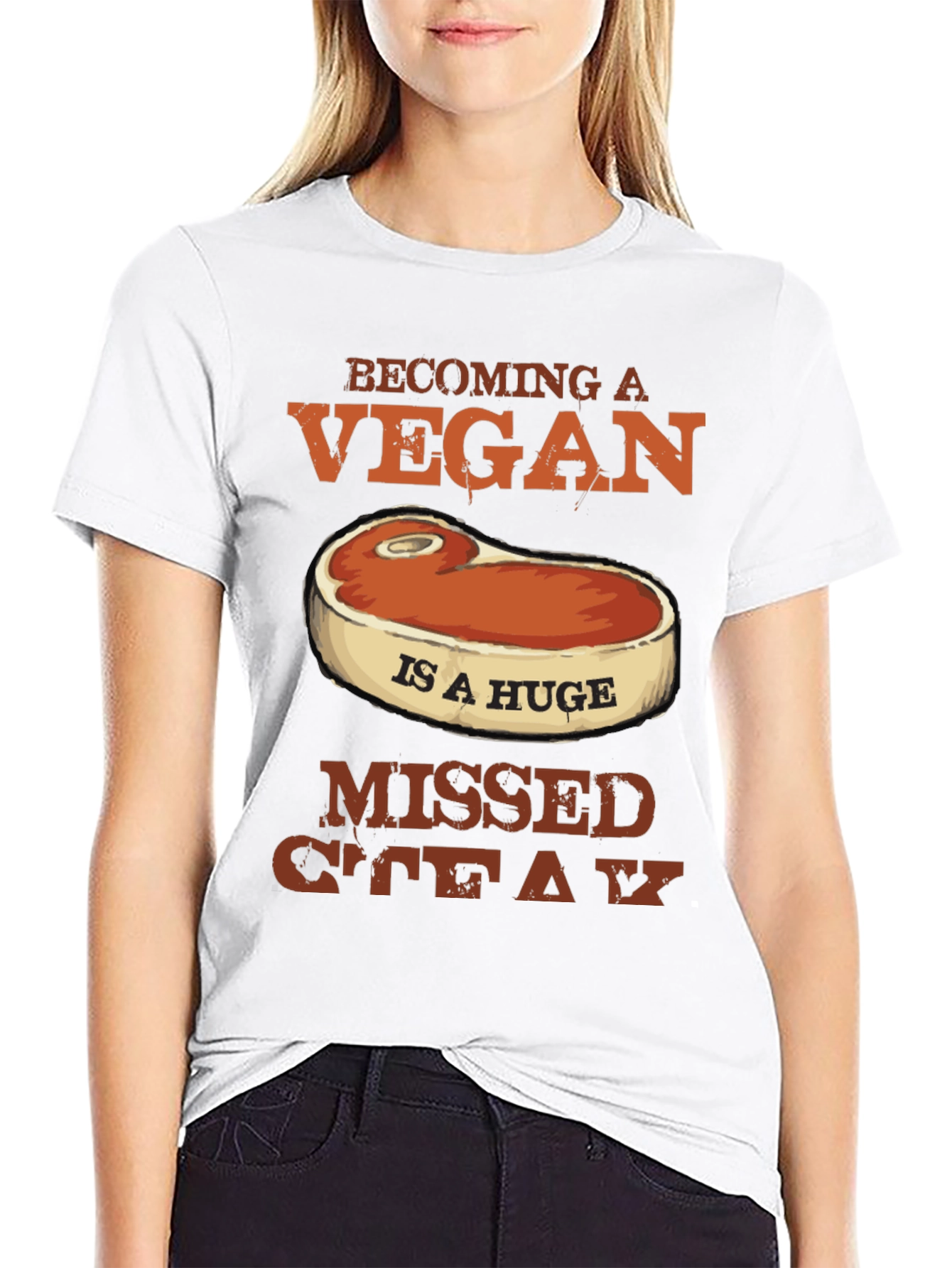 Funny Vegan Missed Steak Graphic T-Shirt