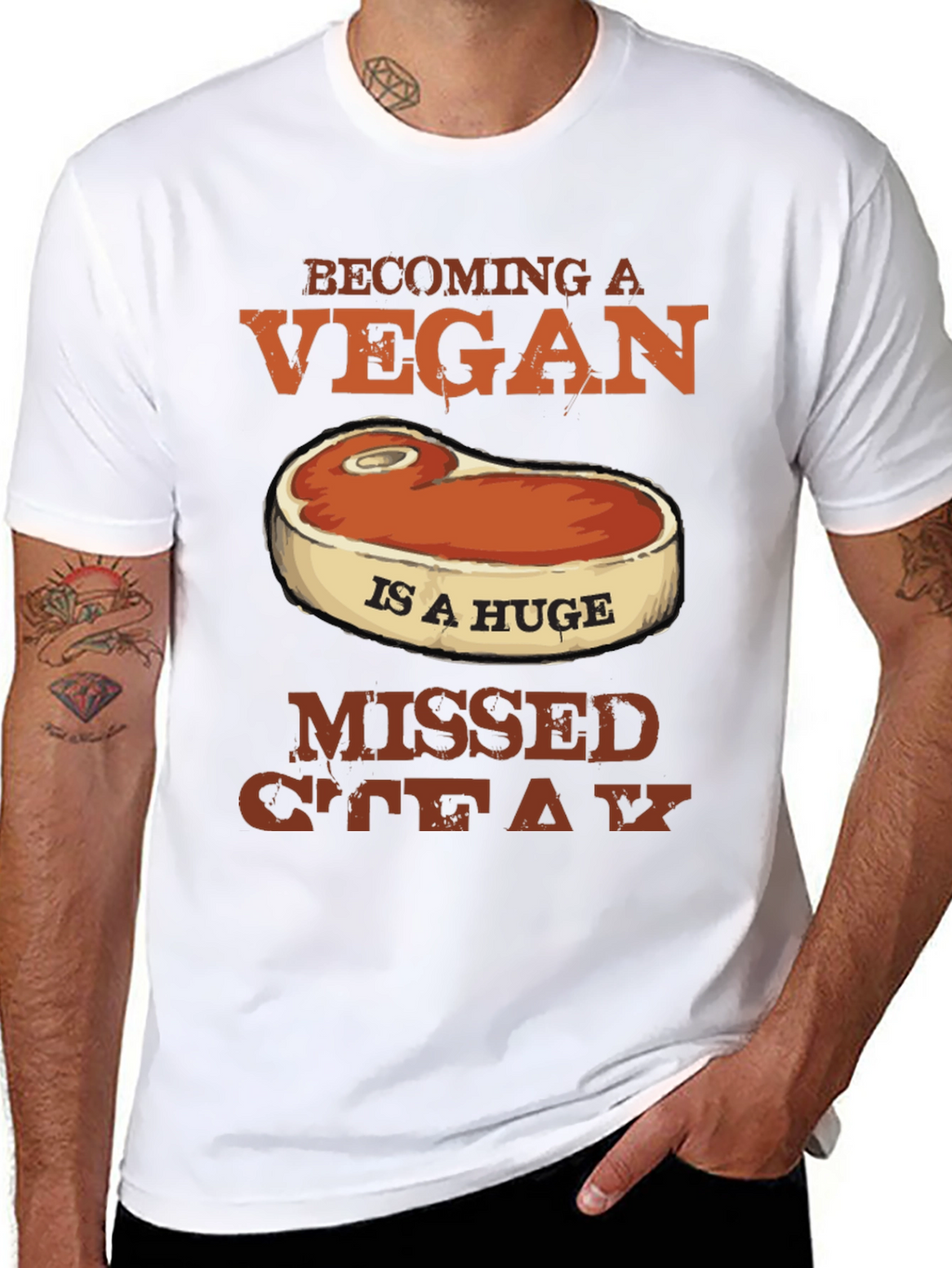 Funny Vegan Missed Steak Graphic T-Shirt