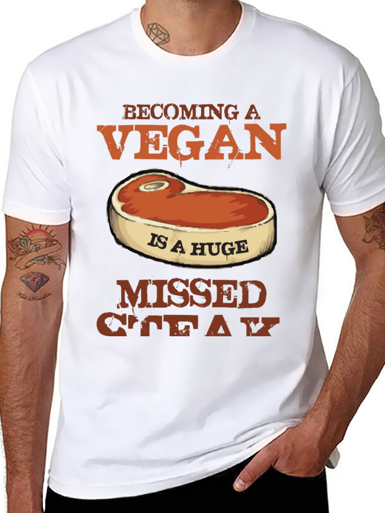 Funny Vegan Missed Steak Graphic T-Shirt