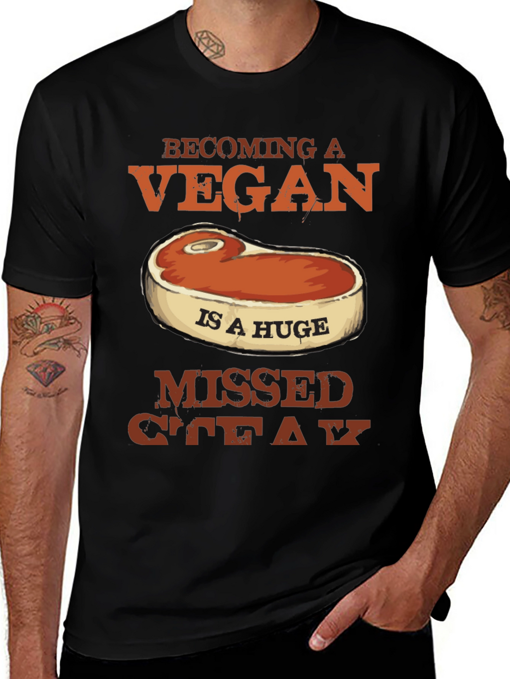 Funny Vegan Missed Steak Graphic T-Shirt