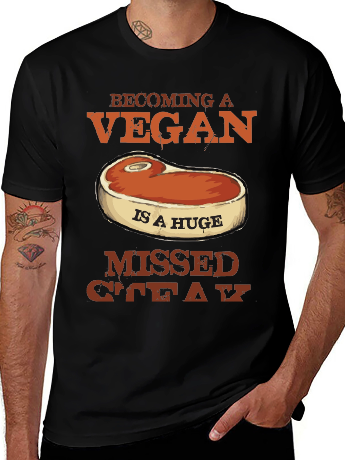 Funny Vegan Missed Steak Graphic T-Shirt