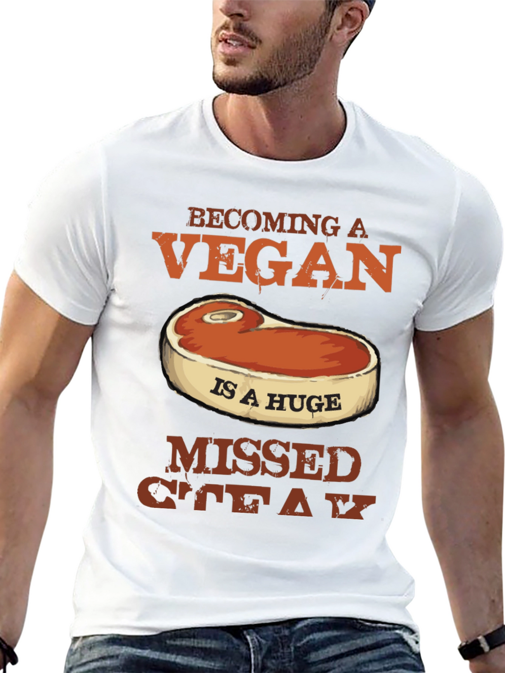Funny Vegan Missed Steak Graphic T-Shirt